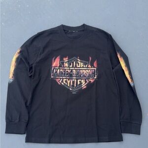 Harley-Davidson Black and Orange Graphic Long Sleeve